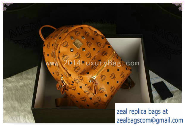 High Quality Replica MCM Stark Backpack Large in Calf Leather 8004 Camel